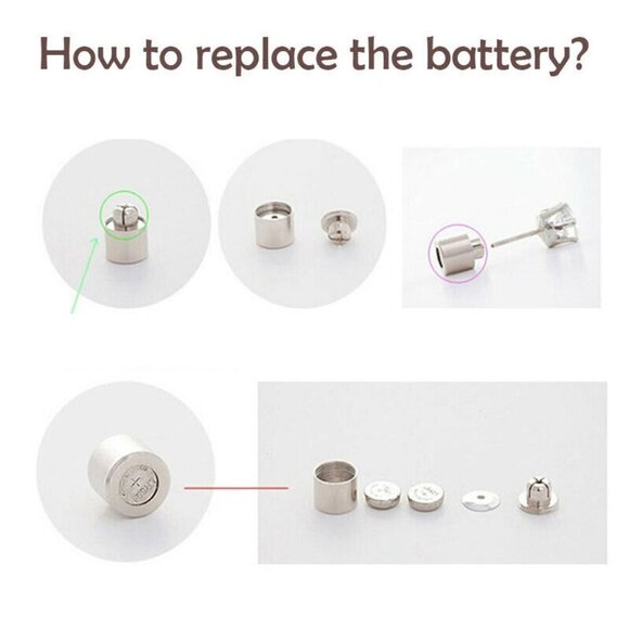 1 Pair Christmas Light on Battery Flashing Bling LED Cubic Stud Earring on Party - Picture 2 of 3